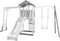 AXI Beach Tower Speeltoestel in Grijs/Wit - Speeltoren met Klimrek, Enkele Schommel, Witte Glijbaan en Zandbak - FSC hout - Speelhuis op palen voor de tuin