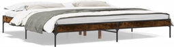 vidaXL - Bedframe - bewerkt - hout - metaal - gerookt - eikenkleurig - 180x200 - cm