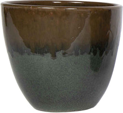 PTMD Vero Ronde Bloempot - H18,5 x Ø19,5 cm - Terracotta - Groen