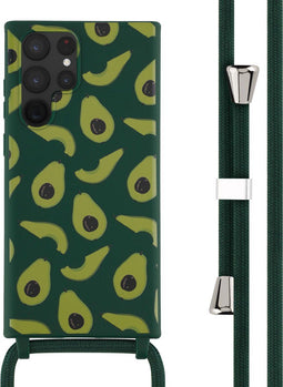 iMoshion Hoesje Geschikt voor Samsung Galaxy S22 Ultra Hoesje Met Koord - iMoshion Siliconen design hoesje met koord - Groen / Avocado Green
