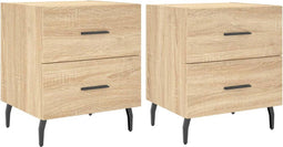 vidaXL - Nachtkastjes - 2 - st - 40x35x47,5 - cm - bewerkt - hout - sonoma - eikenkleur