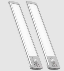 FlinQ MagniGlow - Oplaadbare Sensor Lichtbalk - Draadloos - 25 cm - Wit/Zilver (2 stuks)