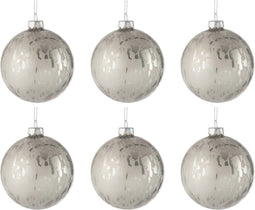 J-Line kerstbal Blinkend - glas - zilver - small - doos van 6 stuks