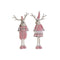 Kerstversiering DKD Home Decor Wit Bruin Roze Rendier 17 x 12 x 66 cm (2 Stuks)