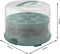 Rotho Fresh Taartstolp hoog met trays, voedselveilig kunststof (PP) BPA-vrij, turquoise/transparant, (35,5 x 34,5 x 26,0 cm)