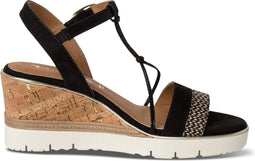Tamaris Essentials - Dames Sandalen - Hakhoogte 7,5 cm - Zwart Comb - Maat 38