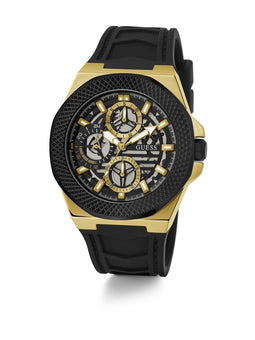 Guess Front-Runner Multi-Function Watch Zwart Case: 100% Stainless Steel | Armband: 100% Silicone 44 mm GW0577G2