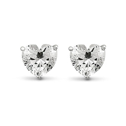 New Bling 9NB 0011 Zilveren oorstekers - zirkonia hart 8 mm - zilverkleurig