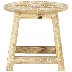 vidaXL - Kruk - handgeschilderd - 38x38x35 - cm - massief - mangohout