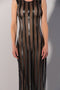 Guilty Pleasure - Printed Datex gestreepte lange jurk - M