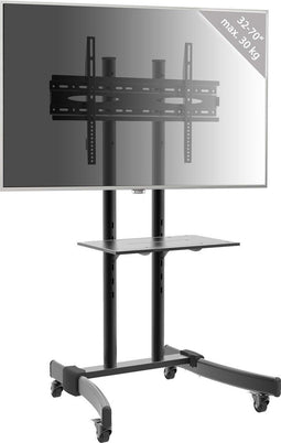 TV standaard - verrijdbaar - hoogte instelbaar - zwart