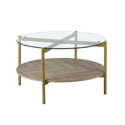 Versa Nixo - Hoofdtafel - Hout Metaal Kristal - Bruin - 80 x 45 x 80 cm