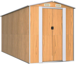vidaXL - Tuinschuur - 192x440x223 - cm - gegalvaniseerd - staal - lichtbruin