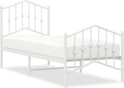vidaXL - Bedframe - met - hoofd- - en - voeteneinde metaal - wit - 75x190 - cm