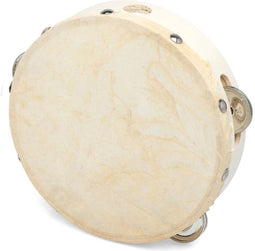 Atosa Tamboerijn trommel met bekkens - hout - 17 cm - muziek instrumenten - voor kinderen/volwassenen