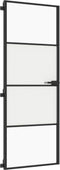 vidaXL - Binnendeur - smal - 76x201,5 - cm - gehard - glas - en - aluminium - zwart
