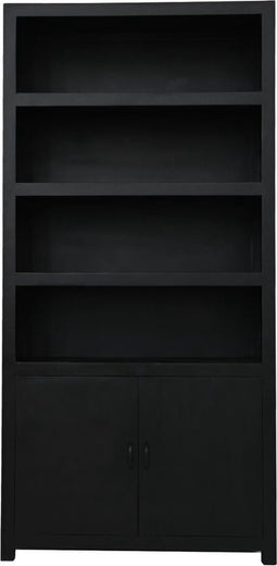 HSM Collection Wandkast 4 Vakken 105cm Zwart Mangohout/Mdf