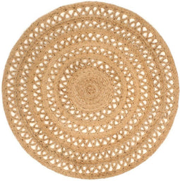 vidaXL - Tapijt - rond - 150 - cm - gevlochten - jute