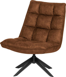 WOOOD Jouke Draaifauteuil - Kunstleer - Cognac - 97x70x85