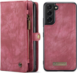 Caseme - Vintage 2 in 1 portemonnee hoes - Geschikt voor Samsung Galaxy S22 Plus / S22+ - Rood