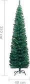 vidaXL - Kunstkerstboom - met - standaard - smal - 180 - cm - PVC - groen