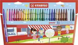 STABILO Power - Viltstift - Tot 8 Weken Zonder Dop - Etui Met 30 Kleuren (30 stuks)