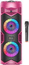 N-GEAR LGP5150 - Bluetooth Speaker - Karaoke Set met Microfoon en RGB LED Licht - Knal Roze