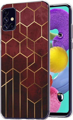 iMoshion Hoesje Geschikt voor Samsung Galaxy A51 Hoesje Siliconen - iMoshion Design hoesje - Goud / Rood / Brick Red Honeycomb