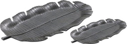 Schalen Set van 2 - Bladmotief - aluminium new oxidise zwart
