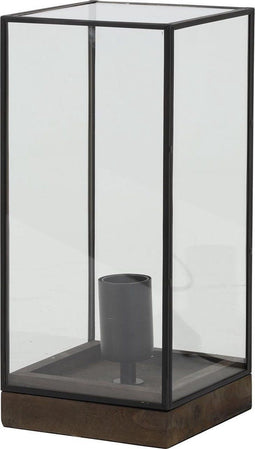 Light & Living ASKJER Tafellamp hout bruin+zwart+glas M