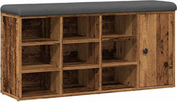vidaXL - Schoenenbank - 102x32x50 - cm - bewerkt - hout - oud - houtkleurig