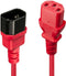 Lindy IEC C14/IEC C13 M/F - Stroom Verlengkabel 0.5m - Rood Zwart