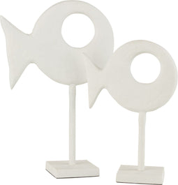 J-Line figuur Vis Op Voet - aluminium - wit - large