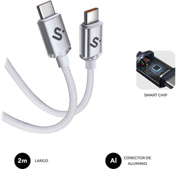 SUBBLIM SUBCAB-C06011 - USB-kabel USB 2.0 2 m USB C - Snel opladen 60 W - Wit