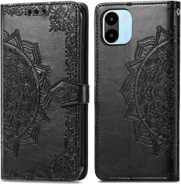 iMoshion Hoesje Geschikt voor Xiaomi Redmi A2 / Redmi A1 Hoesje Met Pasjeshouder - iMoshion Mandala Bookcase - Zwart
