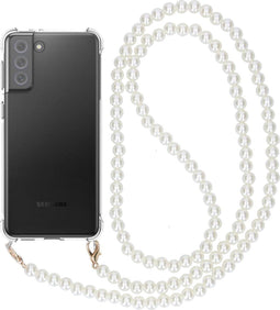 iMoshion Hoesje Geschikt voor Samsung Galaxy S21 FE Hoesje Met Koord - iMoshion Backcover met koord - Parel - Transparant