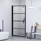 vidaXL - Douchedeur - 81x195 - cm - gehard - glas - zwart