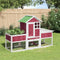vidaXL - Konijnenhok - 170x63x113 - cm - massief - grenenhout - rood