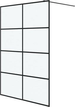 vidaXL - Inloopdouchewand - 140x195 - cm - mat - ESG-glas - zwart