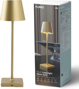 FlinQ Tafellamp Nova - Oplaadbaar - Dimbaar met geheugenstand - 3 lichtstanden - Goud - 38cm