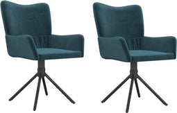 vidaXL - Eetkamerstoelen - draaibaar - 2 - st - fluweel - blauw