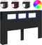 Hoofdeinde met LED 160x18,5x103,5 cm bewerkt hout zwart