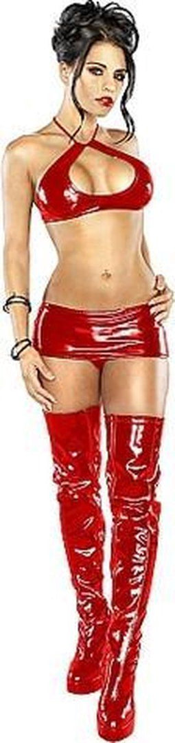 Haltertopje, Mini Rok en String - Rood