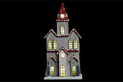 Kerstversiering DKD Home Decor Huis MDF (13 x 8 x 28 cm) (2 Stuks)