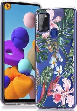iMoshion Hoesje Geschikt voor Samsung Galaxy A21s Hoesje Siliconen - iMoshion Design hoesje - Groen / Roze / Tropical Jungle