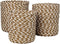 Mandenset - raffia/zeegras - naturel/wit - set van 3