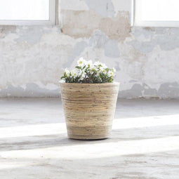 Plantenbak Rotan - Ø38cm - Naturel Bruin - Drypot Bloemenmand Streep - Het Mandenhuys