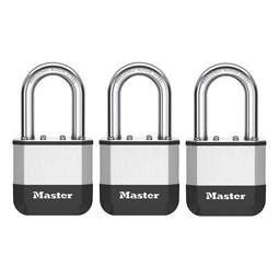 Masterlock Elite - Hangslot 52 mm - Lange beugel - Zilver (3 st)