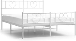 vidaXL - Bedframe - met - hoofd- - en - voeteneinde - metaal - wit - 160x200 - cm