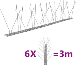 vidaXL - Vogel- - en - duivenpinnen - met - 4 - rijen - 6 - st - 3 - m - roestvrij - staal